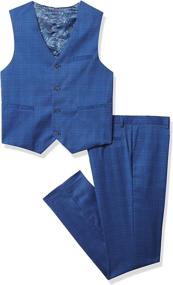 img 4 attached to 👔 Isaac Mizrahi Boys' Slim Fit 2 Piece Combo: Check Vest & Pant Set - Perfect for Formal Occasions!