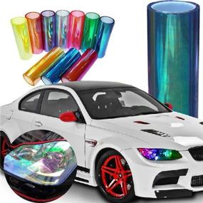 img 3 attached to 🌟 Self-Adhesive Shiny Chameleon LED Light Films - 12" by 48", Headlights Tail Lights Fog Lights, Vinyl Film Sticker Sheet, Bright Golden Tint