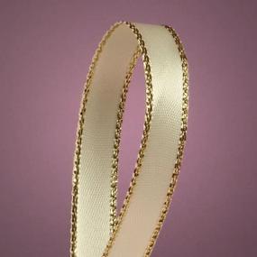 img 3 attached to 50 Yard Ivory Satin Ribbon with Gold Edges, 3/8 Inch Width