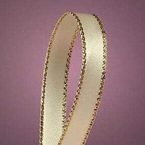 img 2 attached to 50 Yard Ivory Satin Ribbon with Gold Edges, 3/8 Inch Width