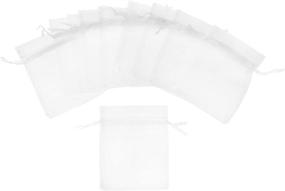 img 1 attached to Volanic 100PCS Sheer Drawstring Organza Gift Bags - Small 3X4 Inch Size for Jewelry Pouch, Party Wedding Favor, Candy Bags, and Christmas Mini Gifts