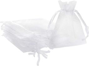 img 3 attached to Volanic 100PCS Sheer Drawstring Organza Gift Bags - Small 3X4 Inch Size for Jewelry Pouch, Party Wedding Favor, Candy Bags, and Christmas Mini Gifts