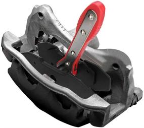 img 1 attached to 🔴 Optimized Auto Parts Prodigy Brake Caliper Press Tool: Ratcheting Car Brake Pad Caliper Piston Spreader Tool with 2 Extra Steel Plates - Red