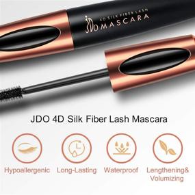 img 1 attached to 🌟 JDO Waterproof Black Mascara - 4D Silk Fiber Lash Mascara for Lengthening Voluminous Eyelashes, Smudge-proof, Long Lasting, Charming Eye Makeup with No Clumping or Flaking
