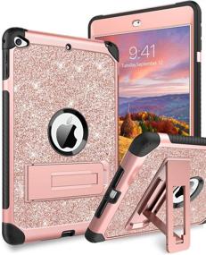 img 4 attached to 🌟 YINLAI Rose Gold Sparkle iPad Mini 5 Case, iPad Mini 4 Case - Hybrid Glitter, Sturdy Kickstand, Durable, Full Protective, Shockproof, Girly Kids Back Tablet Cover - 3 in 1 Design - for iPad Mini 5th/4th Generation