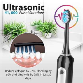 img 3 attached to 🦷 Pyle Health Ultra Sonic Wave Rechargeable Electric Toothbrush - Complete Oral Care for Kids, Teens, and Adults with 3 Brush Modes, Timer, 2 Brush Heads, & Automatic Charging Dock - PHLTB41BK.5 (Black)