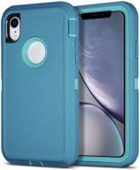 📱 armorzon iphone xr case: heavy duty shockproof rugged pc tpu cover (light blue) - dust proof, defender body armor for apple iphone xr logo