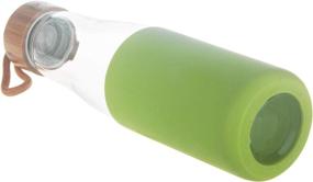 img 1 attached to Top BPA-Free Glass Water Bottle with Silicone Sleeve and Bamboo Lid - Dishwasher Safe, Lime Green, 16 oz