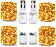 🌟 dienalls fairy lights battery operated with 2 remote timer, firefly twinkle yellow string lights 33ft copper wire 8modes 100leds for christmas bedroom aesthetic/tapestry/crafts decor (4-pack, warm white) логотип