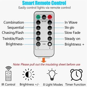 img 2 attached to 🌟 Dienalls Fairy Lights Battery Operated with 2 Remote Timer, Firefly Twinkle Yellow String Lights 33ft Copper Wire 8Modes 100Leds for Christmas Bedroom Aesthetic/Tapestry/Crafts Decor (4-Pack, Warm White)