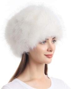 img 4 attached to 🧣 Warm up Your Winter with LA CARRIE Women's Stretch Cossack Russian Style White Faux Fur Hat