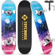 🛹 premium 31.75" x 7.8" complete skateboard: ideal for beginners, adults, teens & kids 6-12 - durable 7 ply canadian maple deck with double kick & concave cruiser - perfect for tricks logo