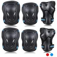 🛹 labeol kids/youth/adult skateboard protective gear set | knee pads, elbow pads, wrist guard protector | 6 in 1 safety gear kit for ice roller skating, cycling, scooter, skateboard, bicycle, inline skating | size medium, color blue logo