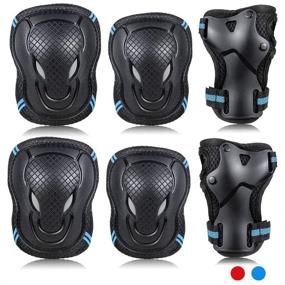 img 4 attached to 🛹 Labeol Kids/Youth/Adult Skateboard Protective Gear Set | Knee Pads, Elbow Pads, Wrist Guard Protector | 6 in 1 Safety Gear Kit for Ice Roller Skating, Cycling, Scooter, Skateboard, Bicycle, Inline Skating | Size Medium, Color Blue