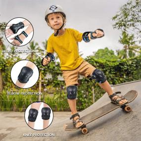 img 2 attached to 🛹 Labeol Kids/Youth/Adult Skateboard Protective Gear Set | Knee Pads, Elbow Pads, Wrist Guard Protector | 6 in 1 Safety Gear Kit for Ice Roller Skating, Cycling, Scooter, Skateboard, Bicycle, Inline Skating | Size Medium, Color Blue