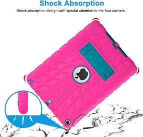 img 2 attached to 📱 iPad 6th Generation Cases: Heavy Duty Shockproof Silicone + PC Bumper Case (Red/Blue)