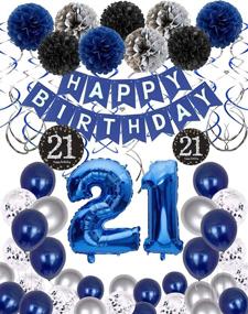 img 4 attached to 🎉 Blue and Silver 21st Birthday Decorations for Men and Women - Happy Birthday Balloons Banner, Party Decorations for Him - 21st Birthday Decorations for Her and Him - Birthday Party Balloons