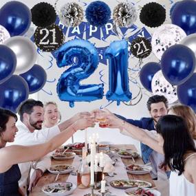 img 3 attached to 🎉 Blue and Silver 21st Birthday Decorations for Men and Women - Happy Birthday Balloons Banner, Party Decorations for Him - 21st Birthday Decorations for Her and Him - Birthday Party Balloons