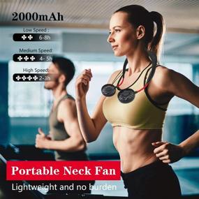 img 2 attached to 🌀 Portable Neck Fan, Hands-Free Personal Rechargeable Fan - USB Mini Wearable Sports Battery Powered Face Fans, Suitable For Office, Outdoor, Travel (Black/Red)