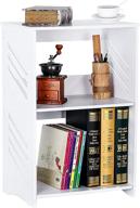 versatile small side table: white nightstand, bedside table, end table, 2 tier shelf bookcase for small spaces logo