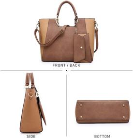 img 2 attached to Dasein Women's Two Tone Handbag Purse - Top 👜 Handle Shoulder Bag Tote Hobo Work Bag with Matching Clutch