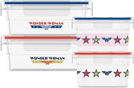 🦸 snapware wonder woman plastic storage containers: airtight & leak-proof, 8-piece set logo