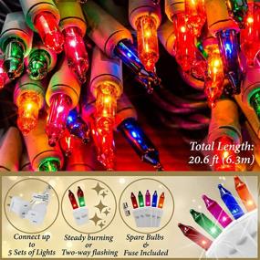 img 3 attached to 🎄 Holiday Essence 100 Multi-Color Christmas Lights White Wire – Professional Grade Indoor/Outdoor Use – Static + Flashing, UL Certified.