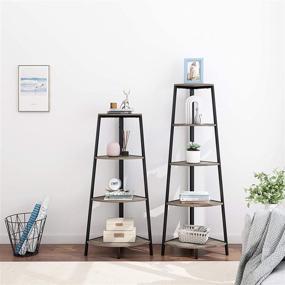 img 1 attached to HOMYSHOPY: Industrial Corner Bookcase with 5 Shelves, A-Shaped Display Storage Rack Shelves in Grey Finish