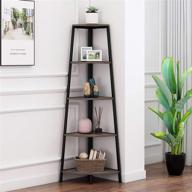 homyshopy: industrial corner bookcase with 5 shelves, a-shaped display storage rack shelves in grey finish logo