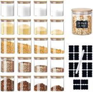 🌱 set of 20 xsiuyu glass spice jars with bamboo airtight lids - 2.7 oz each - includes labels, pen - dishwasher safe - versatile kitchen canisters for pantry storage of tea, coffee, flour, herbs, beans, salt, grains, sugar логотип