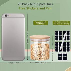 img 3 attached to 🌱 Set of 20 XSIUYU Glass Spice Jars with Bamboo Airtight Lids - 2.7 OZ Each - Includes Labels, Pen - Dishwasher Safe - Versatile Kitchen Canisters for Pantry Storage of Tea, Coffee, Flour, Herbs, Beans, Salt, Grains, Sugar