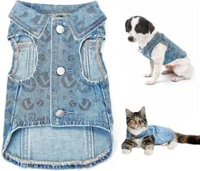 img 4 attached to 🐶 Dog Jean Jacket Blue Outfits Denim Vest Coat T-Shirt Cute Cool Apparel Machine Washable Puppy Clothes for Small Medium Dogs Pets and Cats - Thankspaw