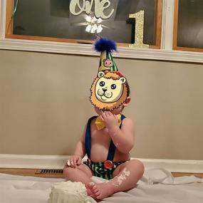 img 1 attached to 🎂 Одежда для празднования первого и второго дня рождения маленьких мальчиков ODASDO - комплект для фотосессии с тортом включает пеленки, памперс-трусики, подтяжки и галстук-бабочку - 3 предмета.