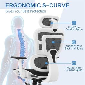 img 3 attached to 🪑 Ultimate Office Comfort: FelixKing Ergonomic Desk Chair with Adjustable Headrest, Armrests, Lumbar Support, Roller Blade Wheels, & Reclining High Back Mesh Design (White)