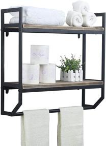 img 1 attached to 🛁 Rustic 2-Tier Metal Industrial Bathroom Shelves Wall Mounted - Towel Rack & Storage Shelf