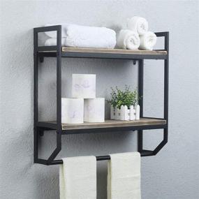 img 4 attached to 🛁 Rustic 2-Tier Metal Industrial Bathroom Shelves Wall Mounted - Towel Rack & Storage Shelf