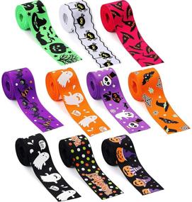 img 4 attached to 🎃 Halloween Ribbon: 20 Yards of Festive 1 Inch Wide Ghost Spider Pumpkin Witch Hat Print Grosgrain Ribbon for Spooky Party Decorations