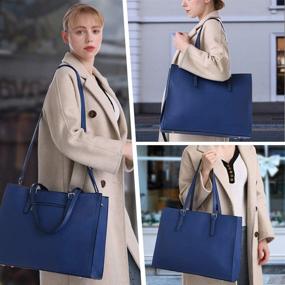 img 3 attached to 👜 Stylish and Durable Laptop Bag for Women: 15.6 Inch Classy Leather Computer Tote, Perfect for Office Work