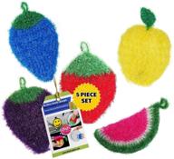 5pk mix fruit shaped long lasting dish sponges – reusable scrubbers for dishes, pots, pans – top alternative dish washing scrubber logo