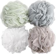 🧽 pack of 4 bath sponge shower loofahs 60g mesh pouf bath scrunchies body wash puffs logo