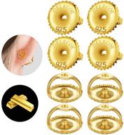 💎 delecoe 14k gold plated screw earring backs: hypoallergenic replacement for diamond earrings, women's post sizes .032 logo