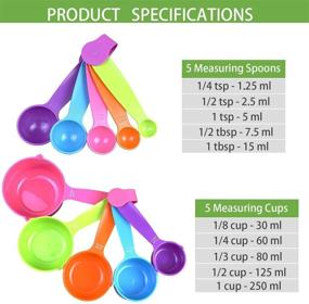 img 1 attached to 🔢 HINMAY 10-Piece Set: Plastic Measuring Cups & Spoons - 5 Cups, 5 Spoons