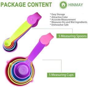 img 2 attached to 🔢 HINMAY 10-Piece Set: Plastic Measuring Cups & Spoons - 5 Cups, 5 Spoons