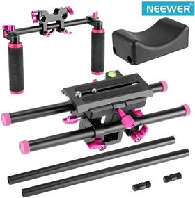 img 3 attached to Neewer Camera Shoulder Rig: Ultimate Film Making Kit for DSLR and Camcorder, Soft Rubber Shoulder Pad, Dual Hand Grips - Compatible with Canon/Nikon/Sony and More (Red + Black)