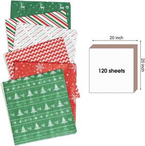 img 2 attached to 🎁 120 Sheets Assorted Holiday Tissue Paper for Gift Wrapping, Christmas Party Decorations, 20" x 20