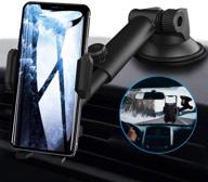 📱 exshow cell phone holder for car dashboard or windshield: easy-touch mount with solid sticky gel pad for iphone 11 pro max xr xs 8 plus 7 6s, samsung s10+ s10 s9 note 10 10+ & all phones logo