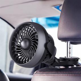 img 4 attached to 🔌 Baby Portable Car Fan - Battery Operated Vehicle Cooling Fans with 4 Speeds, Clip-on Electric Automobile Fan for Rear & Back Seat, Rechargeable USB Fan, Low Noise, Easy Installation, 360° Rotation