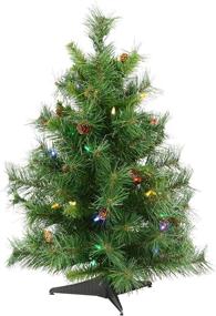 img 4 attached to 🎄 Vickerman 2' Cheyenne Pine Artificial Christmas Tree with Multi-Colored Dura-Lit LED Lights - Faux Christmas Tree for Seasonal Indoor Home Decor