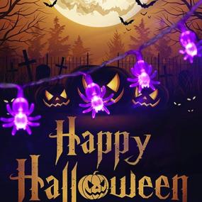 img 2 attached to 🕷️ Litake Purple Spider String Lights - 30 LED Halloween Decoration Lights with Remote, Battery Operated & Waterproof. Perfect Indoor/Outdoor Halloween String Lights with 8 Lighting Modes for Party Decor