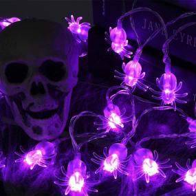 img 3 attached to 🕷️ Litake Purple Spider String Lights - 30 LED Halloween Decoration Lights with Remote, Battery Operated & Waterproof. Perfect Indoor/Outdoor Halloween String Lights with 8 Lighting Modes for Party Decor